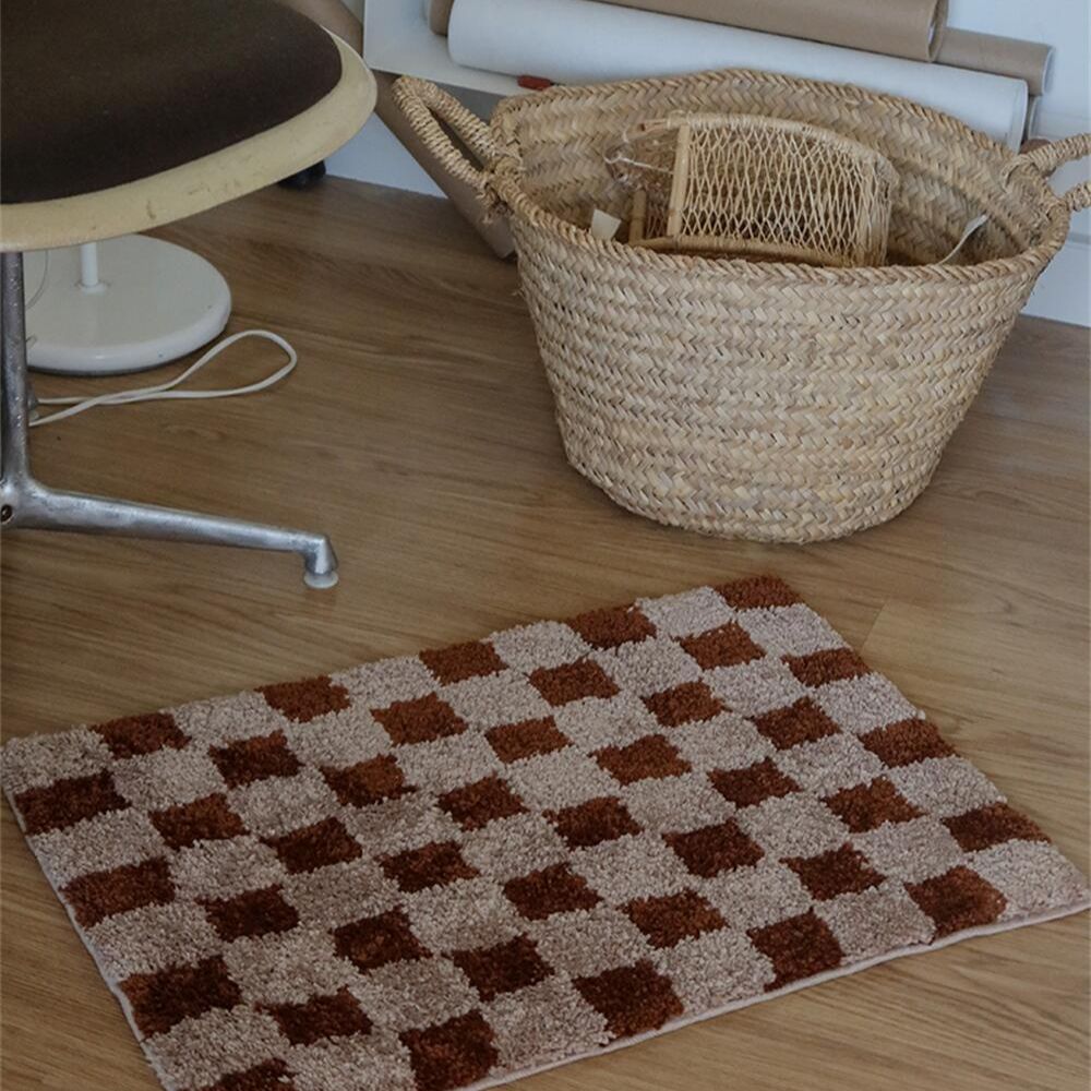 Ruby Checkered Bath Mat