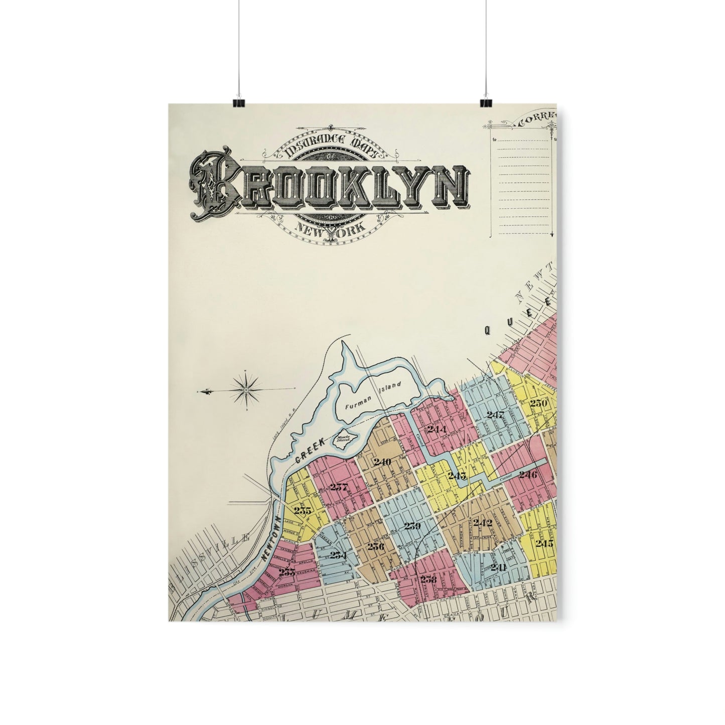 Vintage Map of Brooklyn Poster