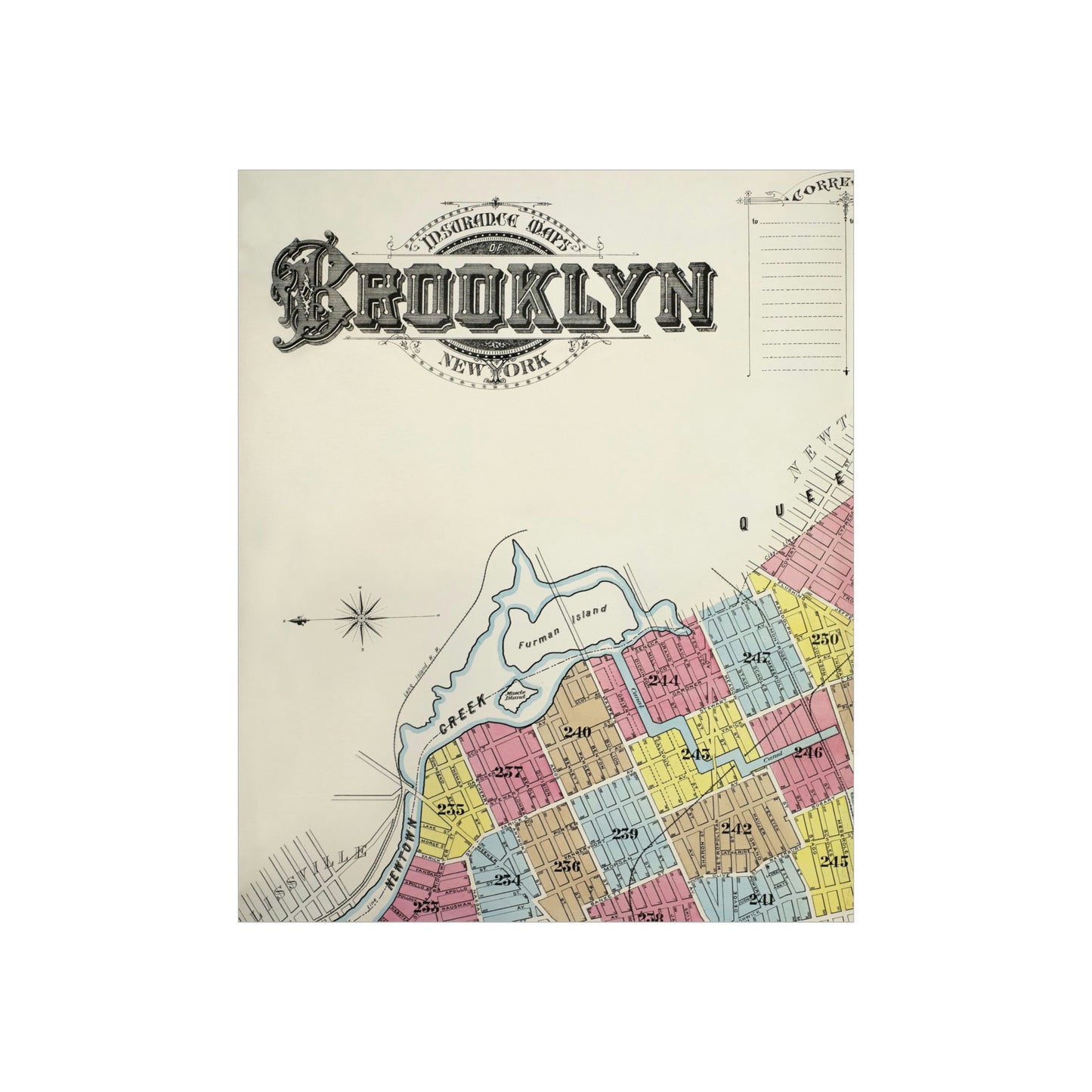 Vintage Map of Brooklyn Poster