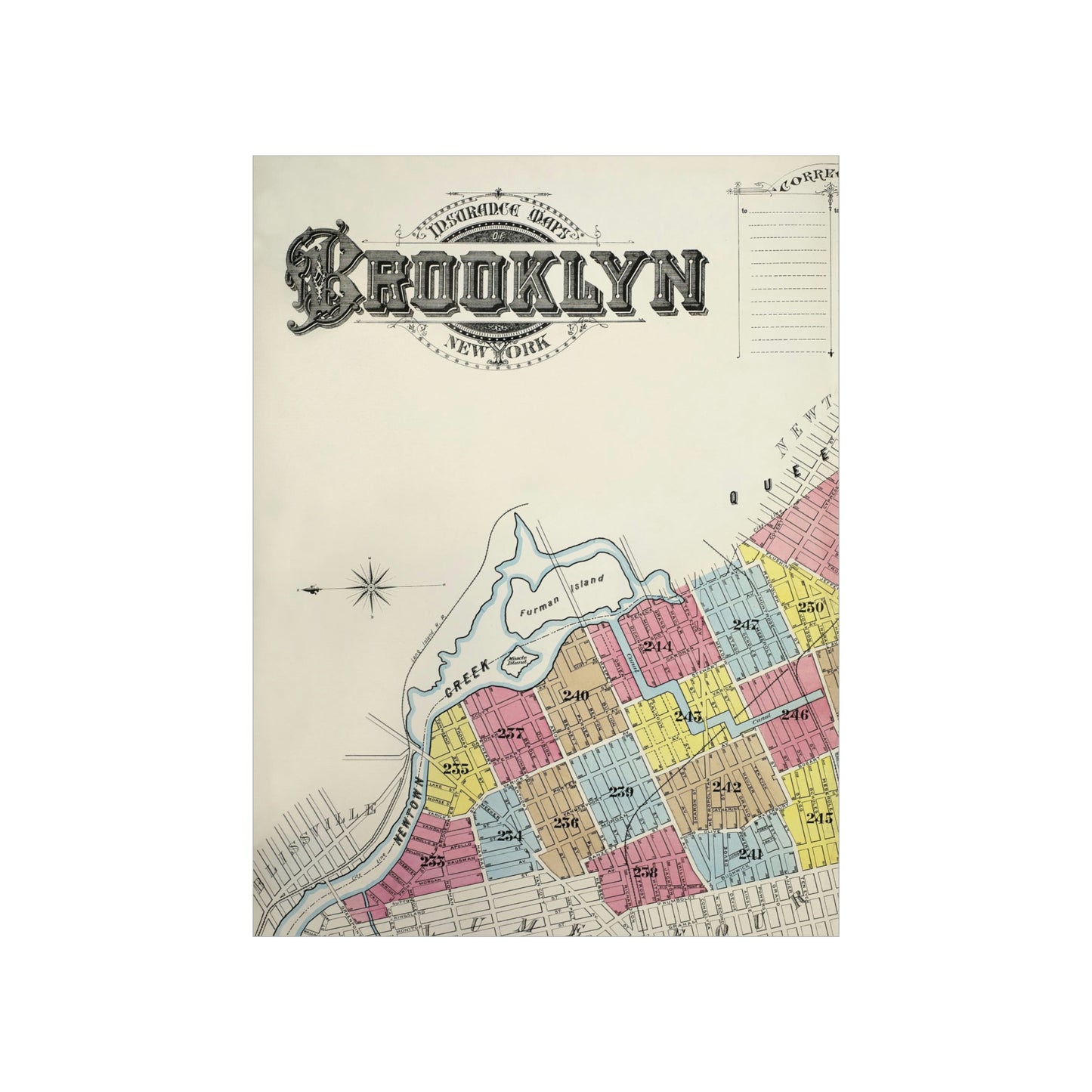 Vintage Map of Brooklyn Poster