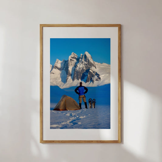 Snowy Mountain Lookout Wall Art Poster Digital Print