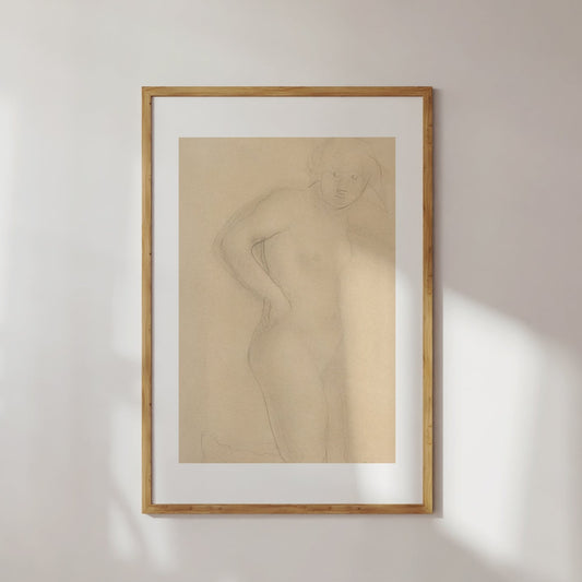 Nude Woman Line Art Digital Print Poster