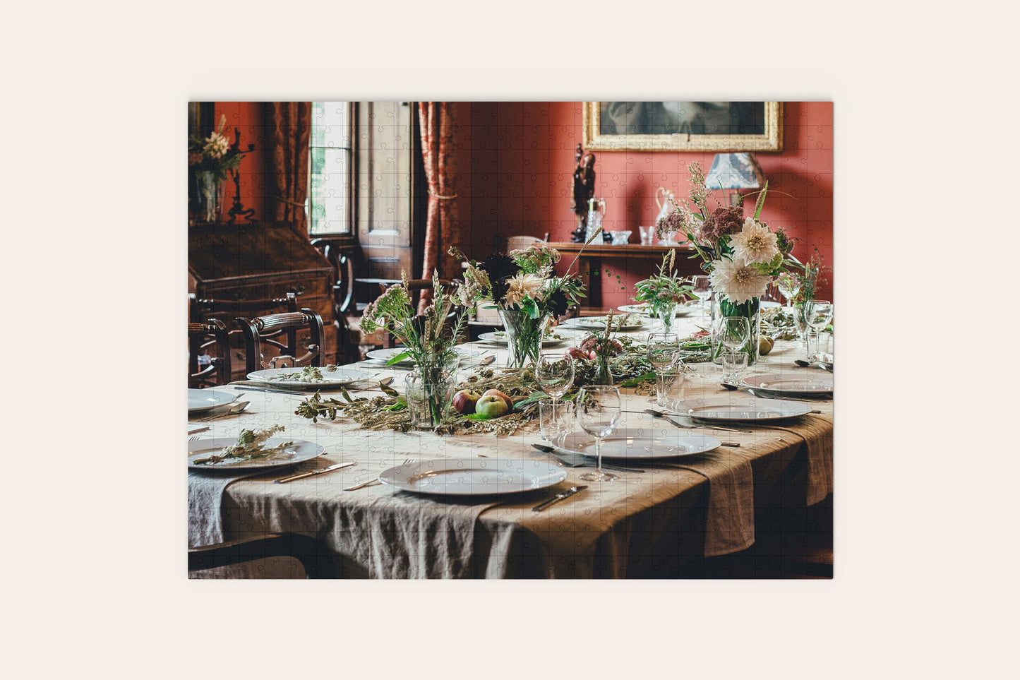 Vintage Dinner Party with Flowers Puzzle