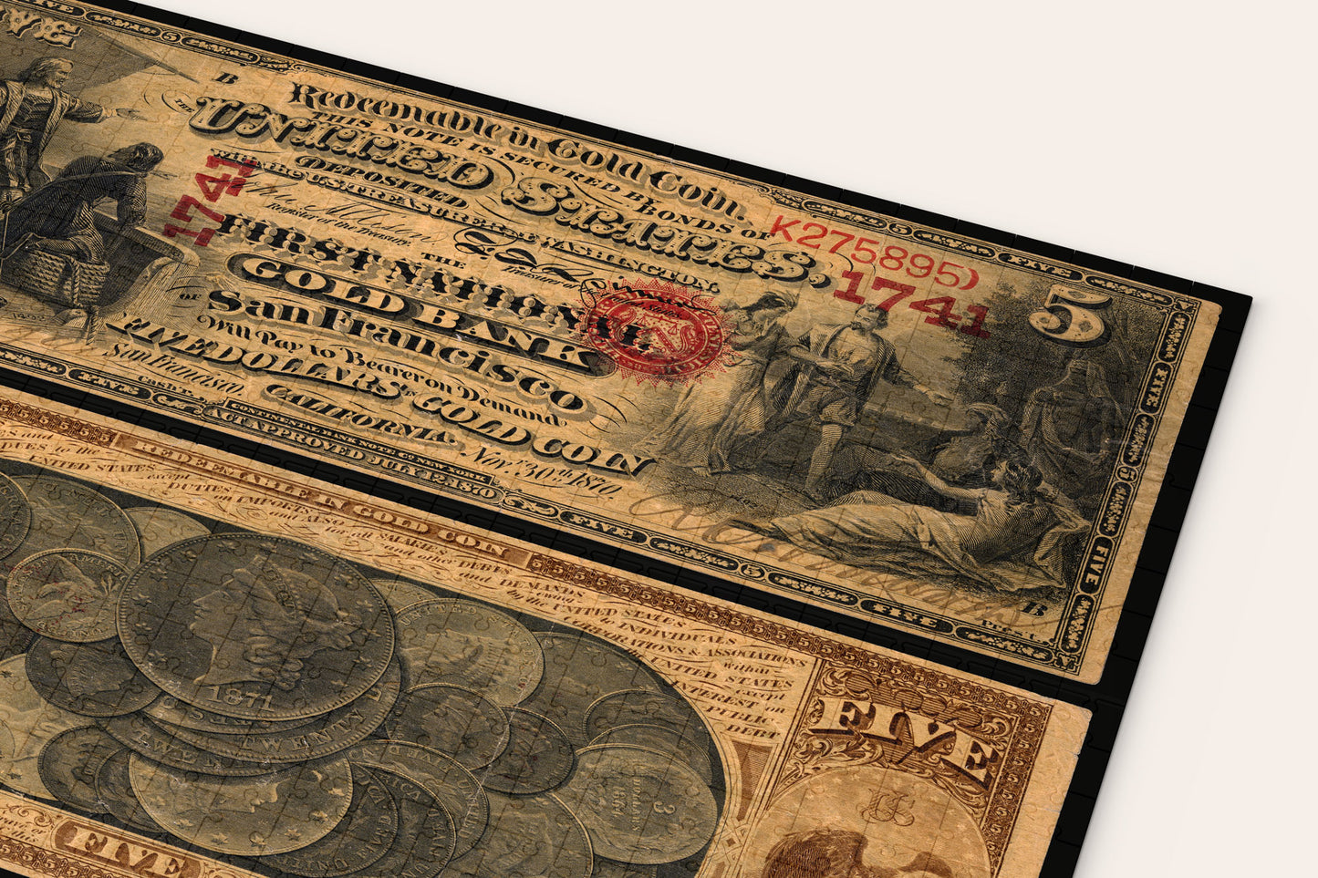 Gold Bank Note Vintage Puzzle