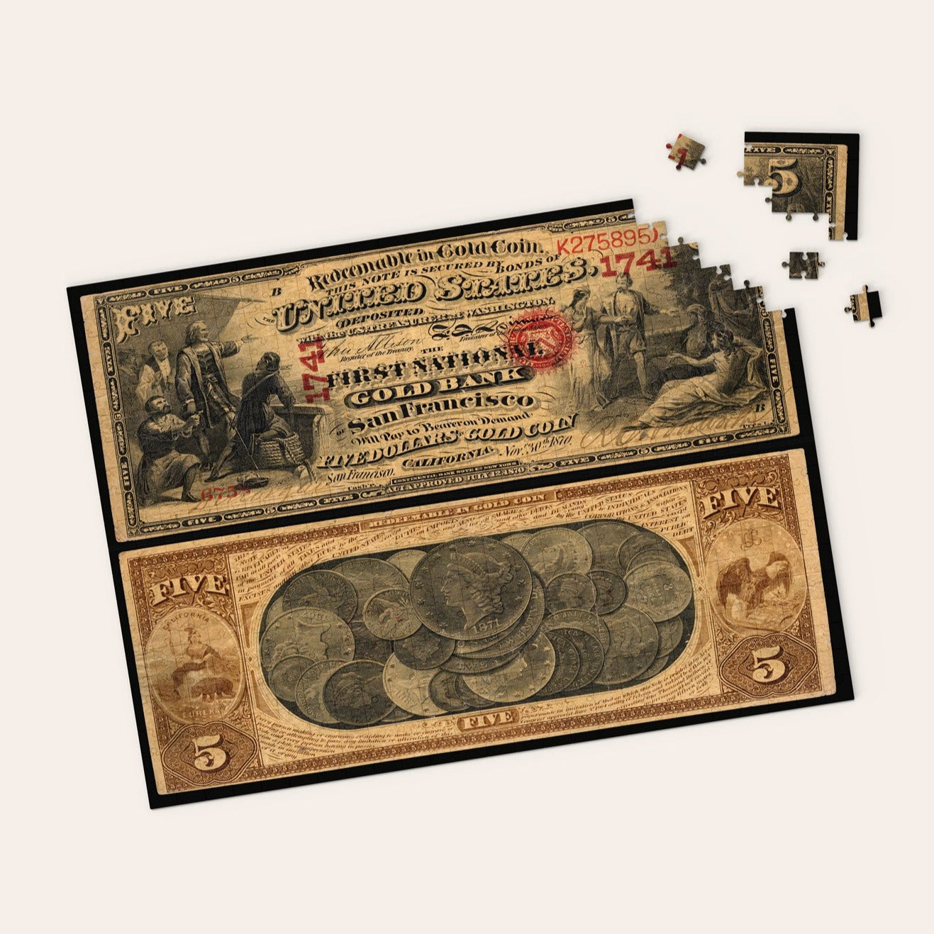 Gold Bank Note Vintage Puzzle