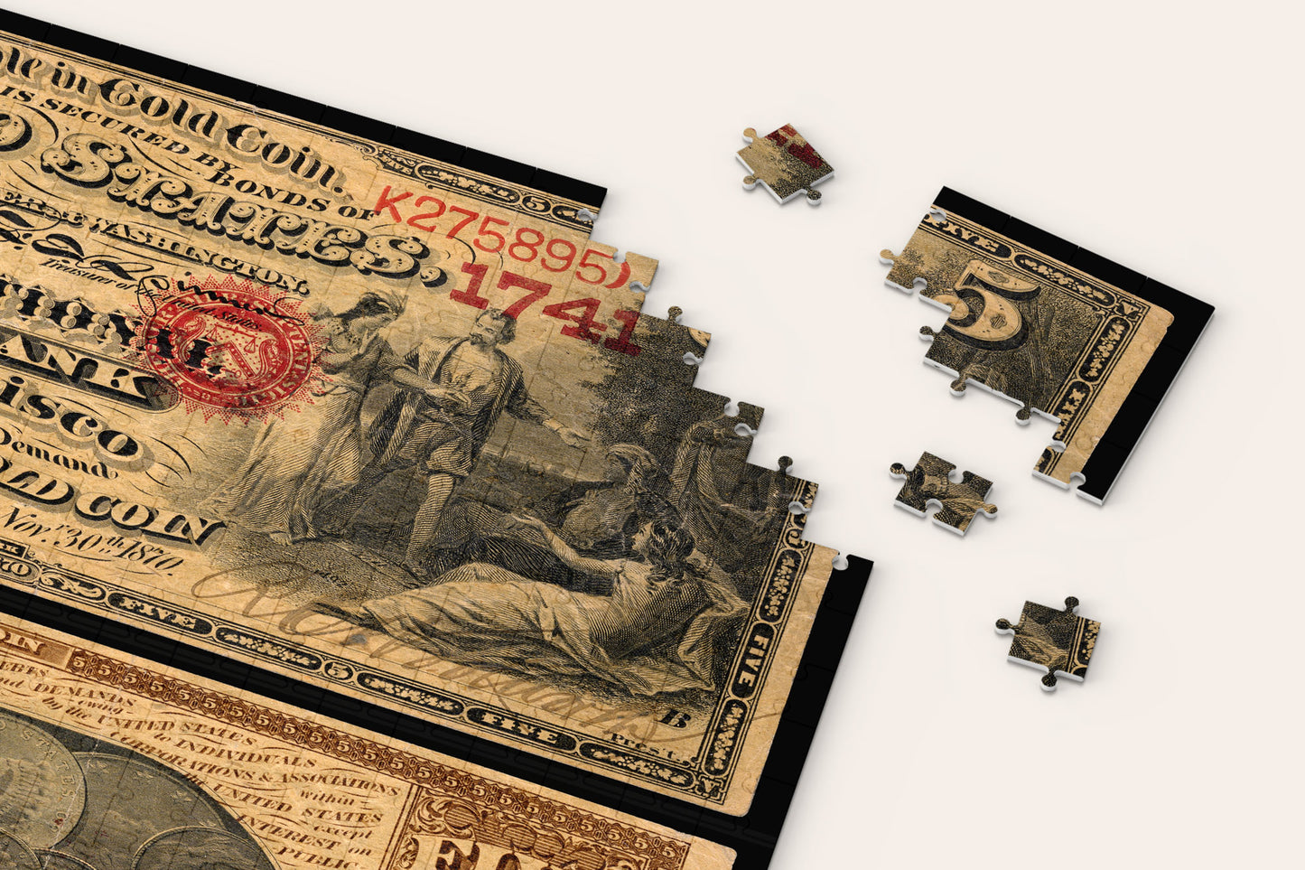 Gold Bank Note Vintage Puzzle