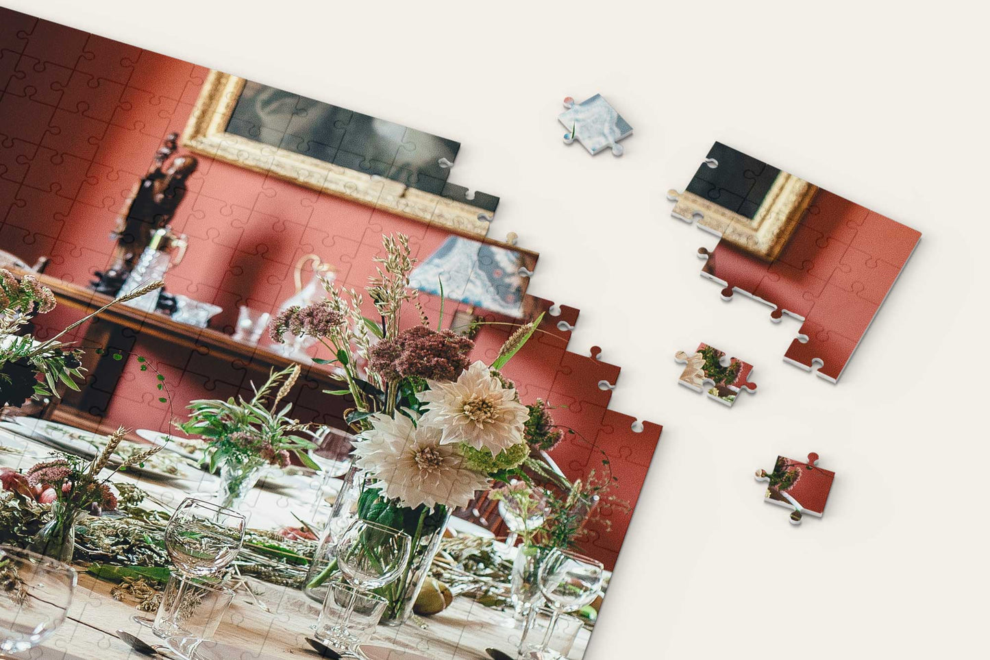 Vintage Dinner Party with Flowers Puzzle