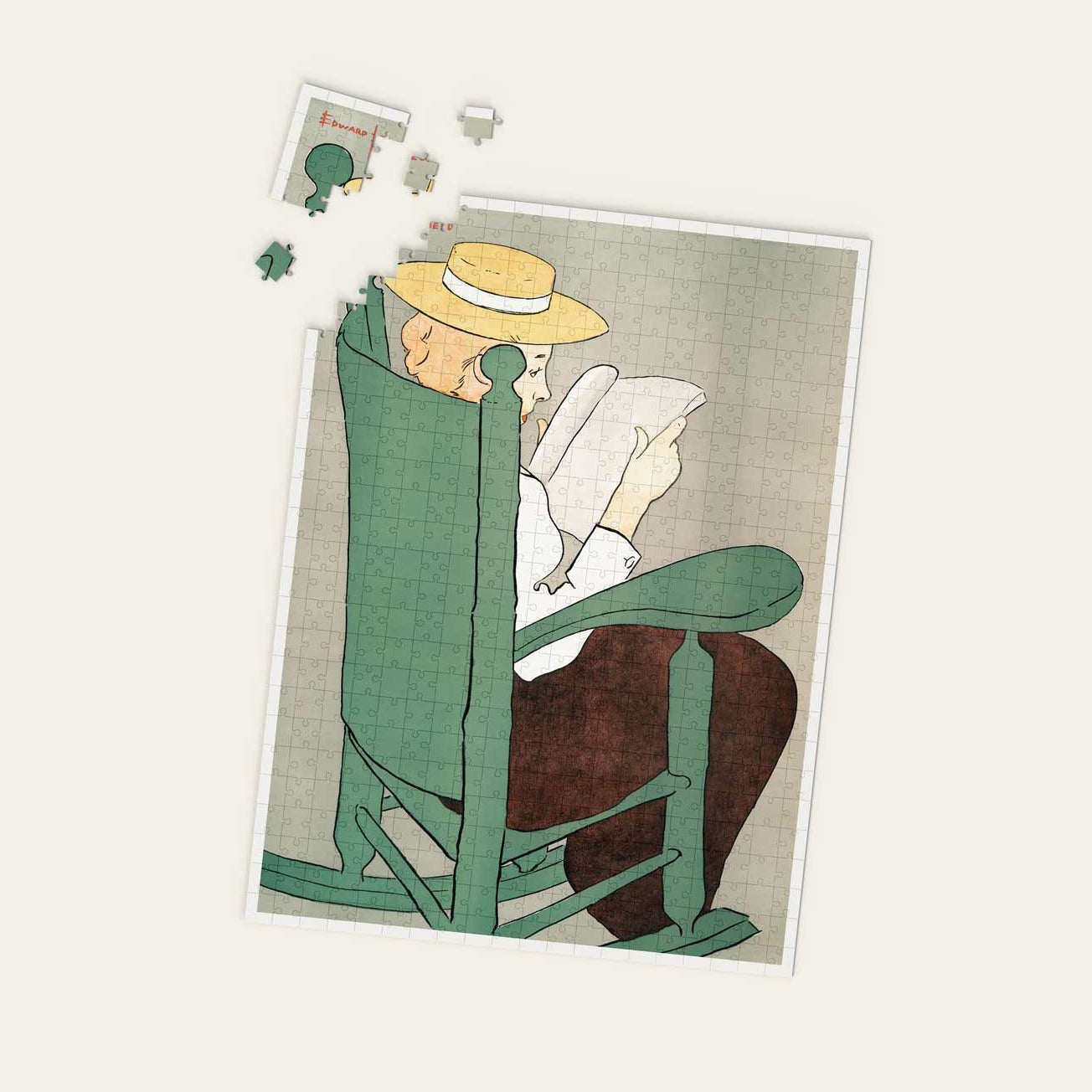 "Woman Reading In A Rocking Chair" by Edward Penfield Artwork Puzzle