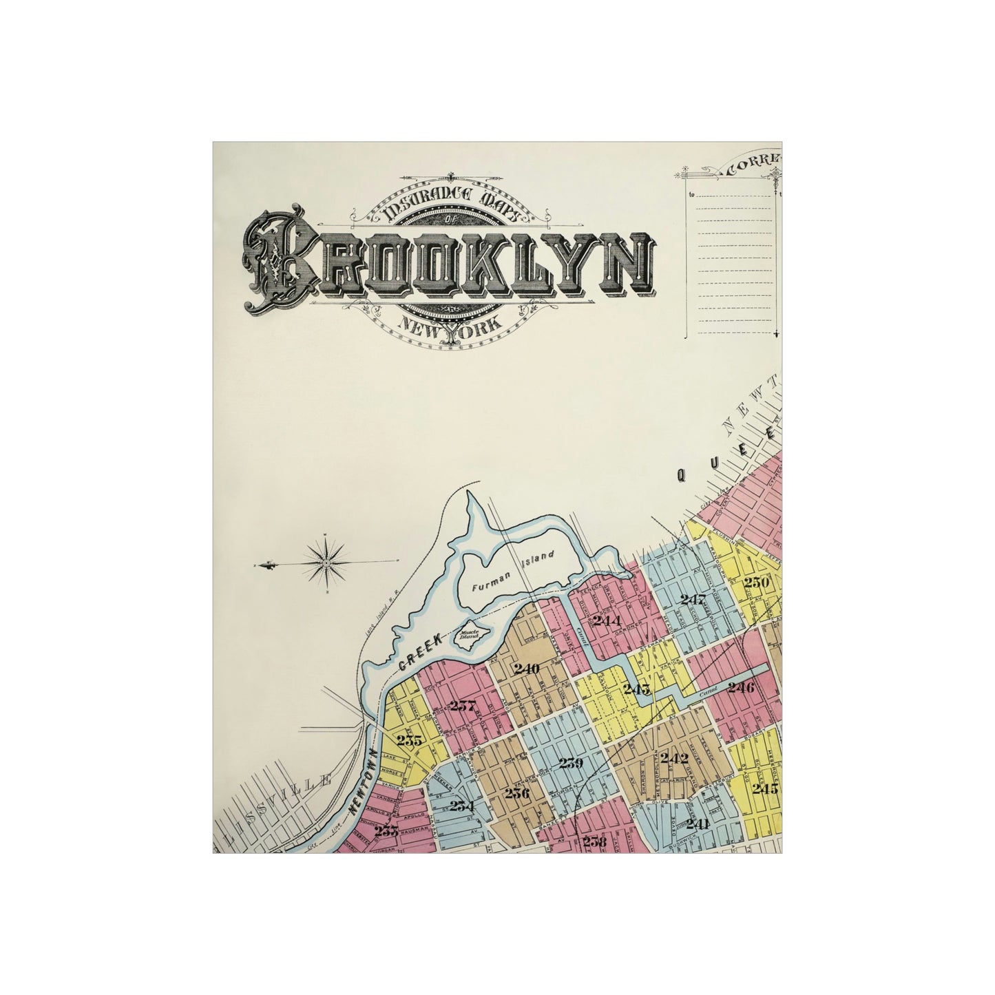 Vintage Map of Brooklyn Poster