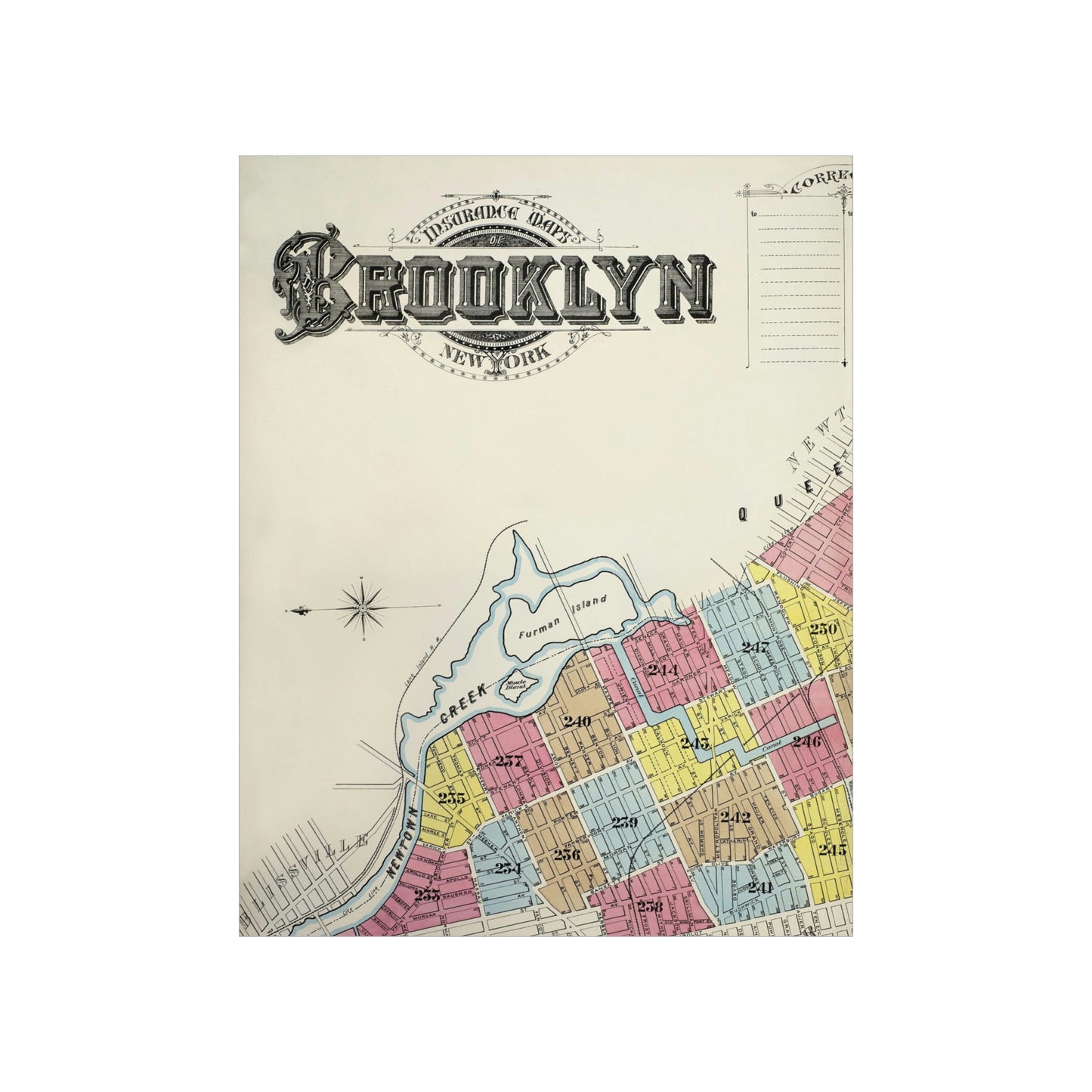 Vintage Map of Brooklyn Poster